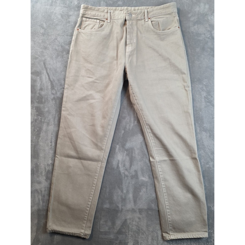 Zara Man Denim Standards Jeans‎ Men's Size 36x31 Light Grey/beige Button Fly